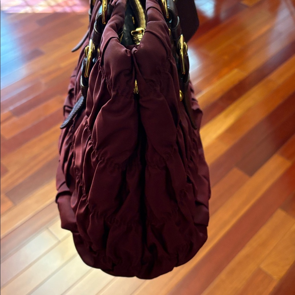 Prada Maroon Gathered Satchel - Picture 9 of 13